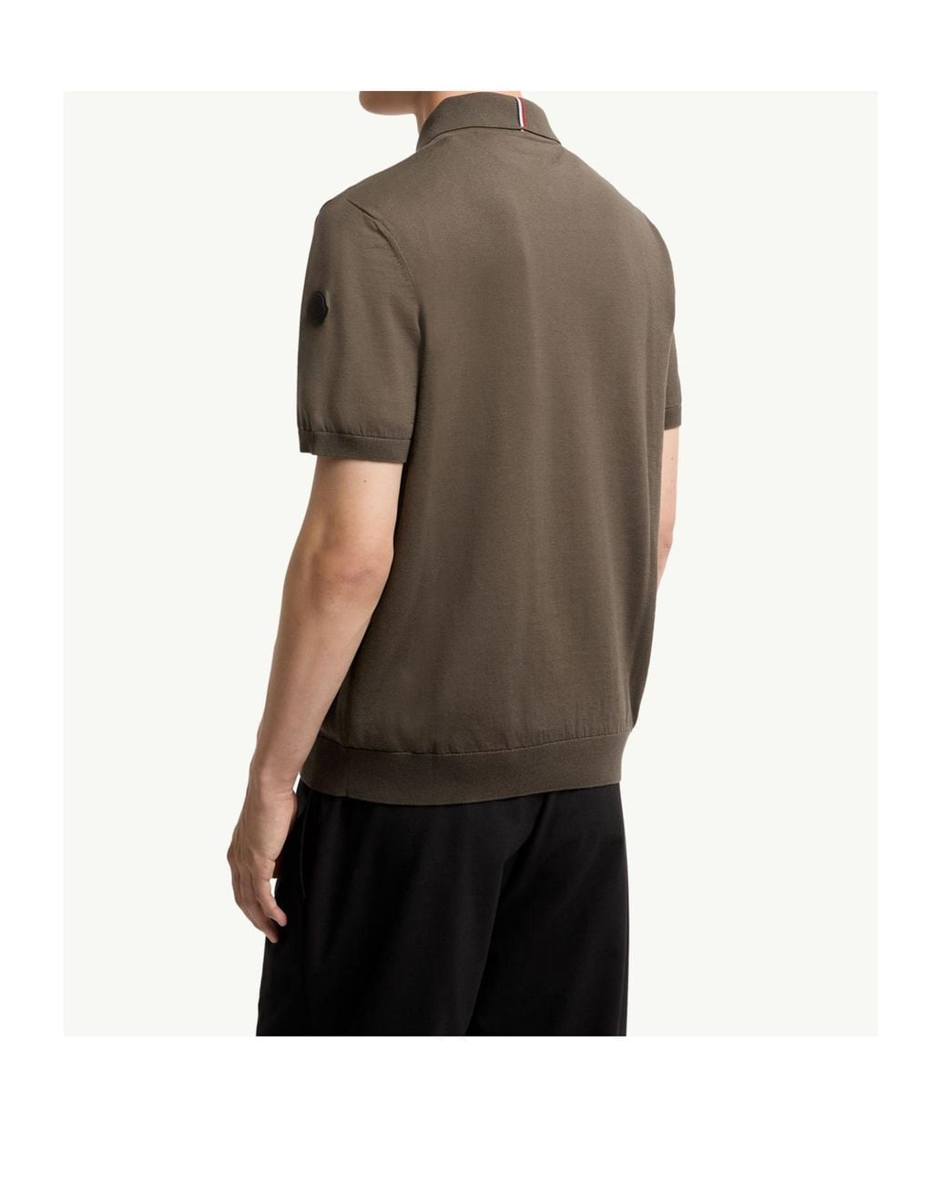 Moncler Brown Logo Cotton Knit Polo for men