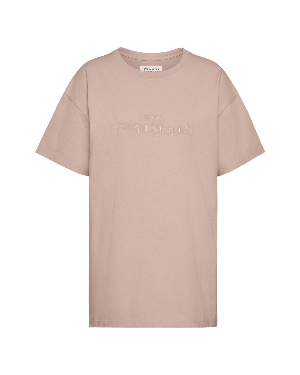 Maison Margiela Pink Logo-Embroidered Crewneck T-Shirt