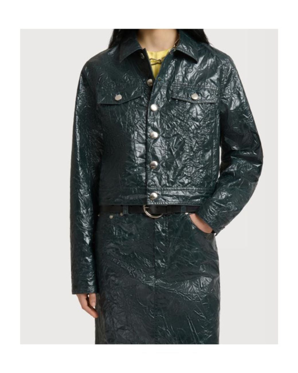 Marni Green Deep Crinkled Taffeta Jacket