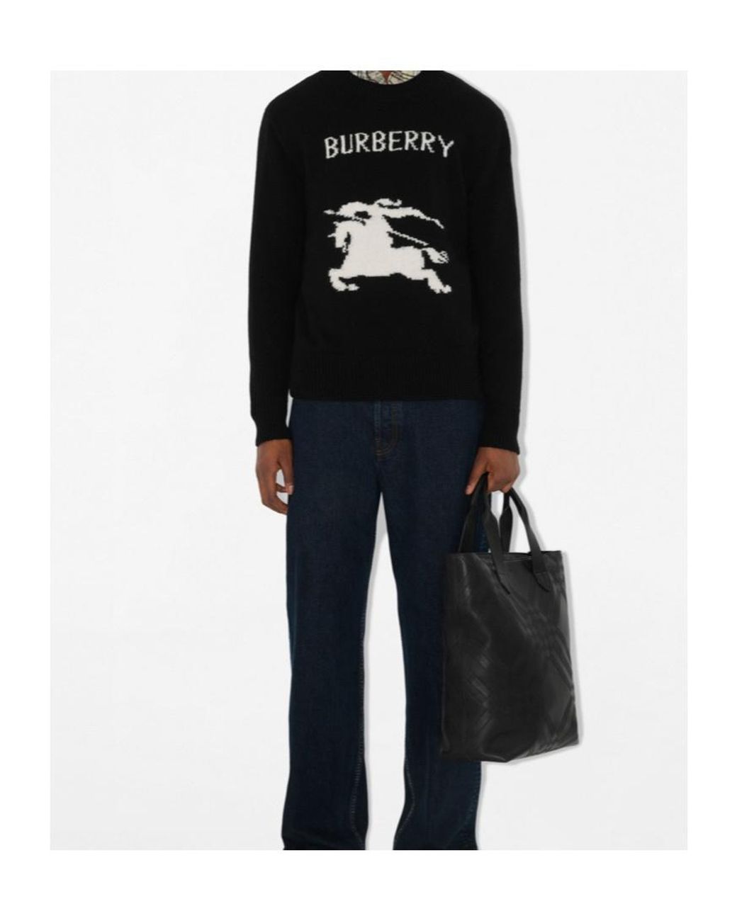 Burberry Black Embossed Check Tote for men