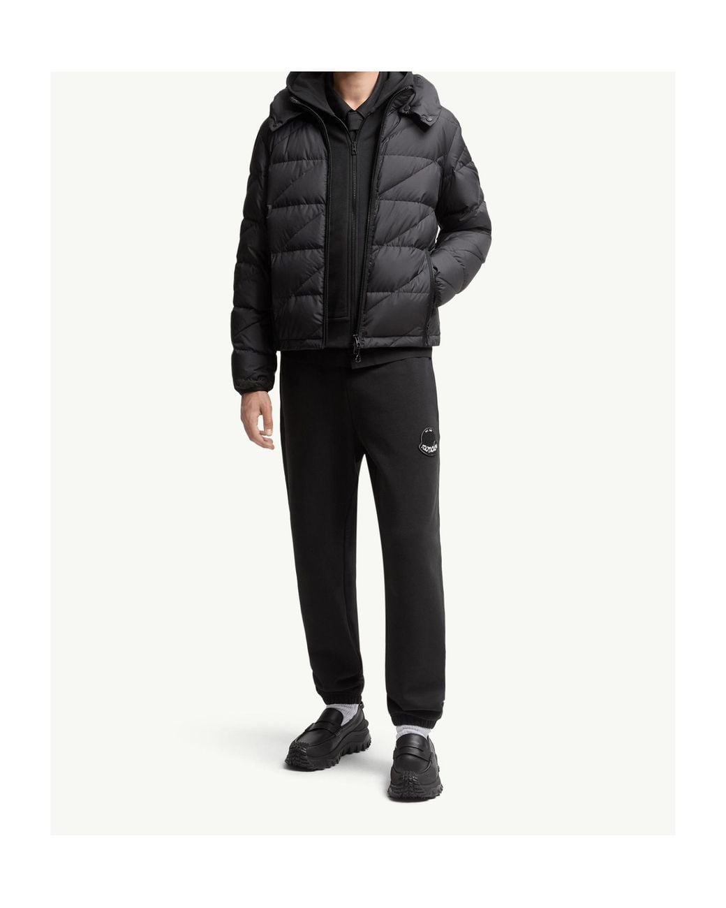 Moncler Black Logo Patch Zipped Hoodie for men