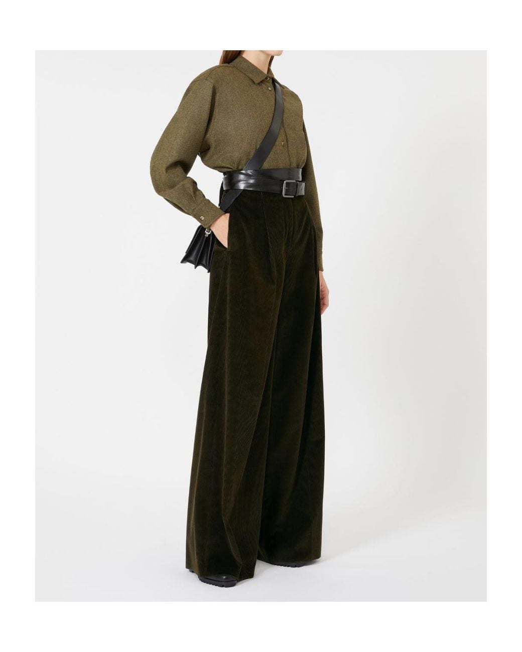 Max Mara Brown Bosso1234 High-Waist Wide-Leg Pants
