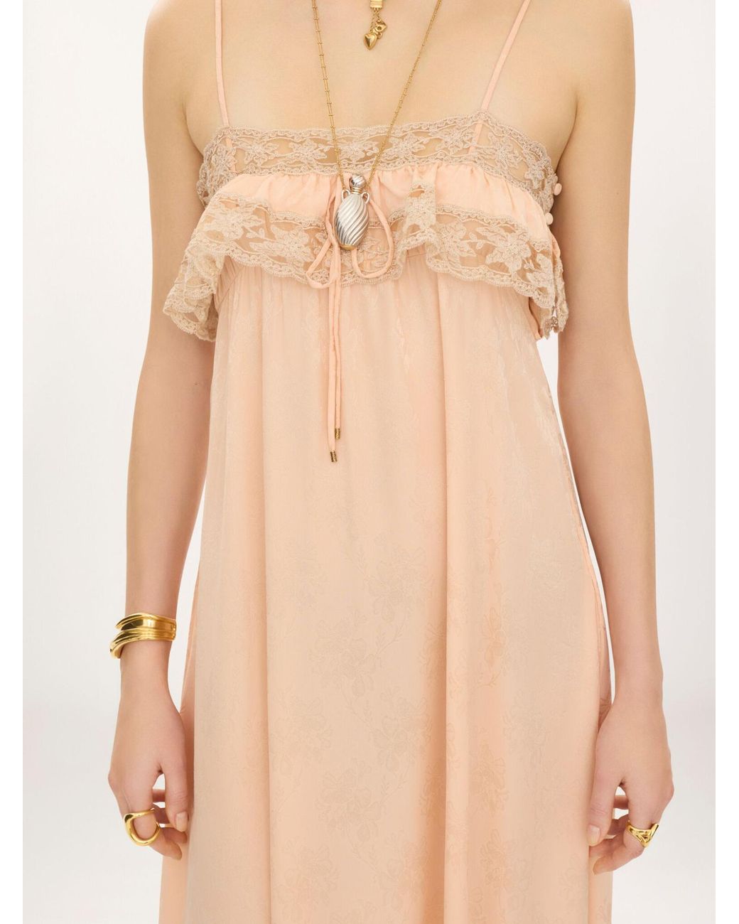 Chloé Natural Thin-Strap Long Dress