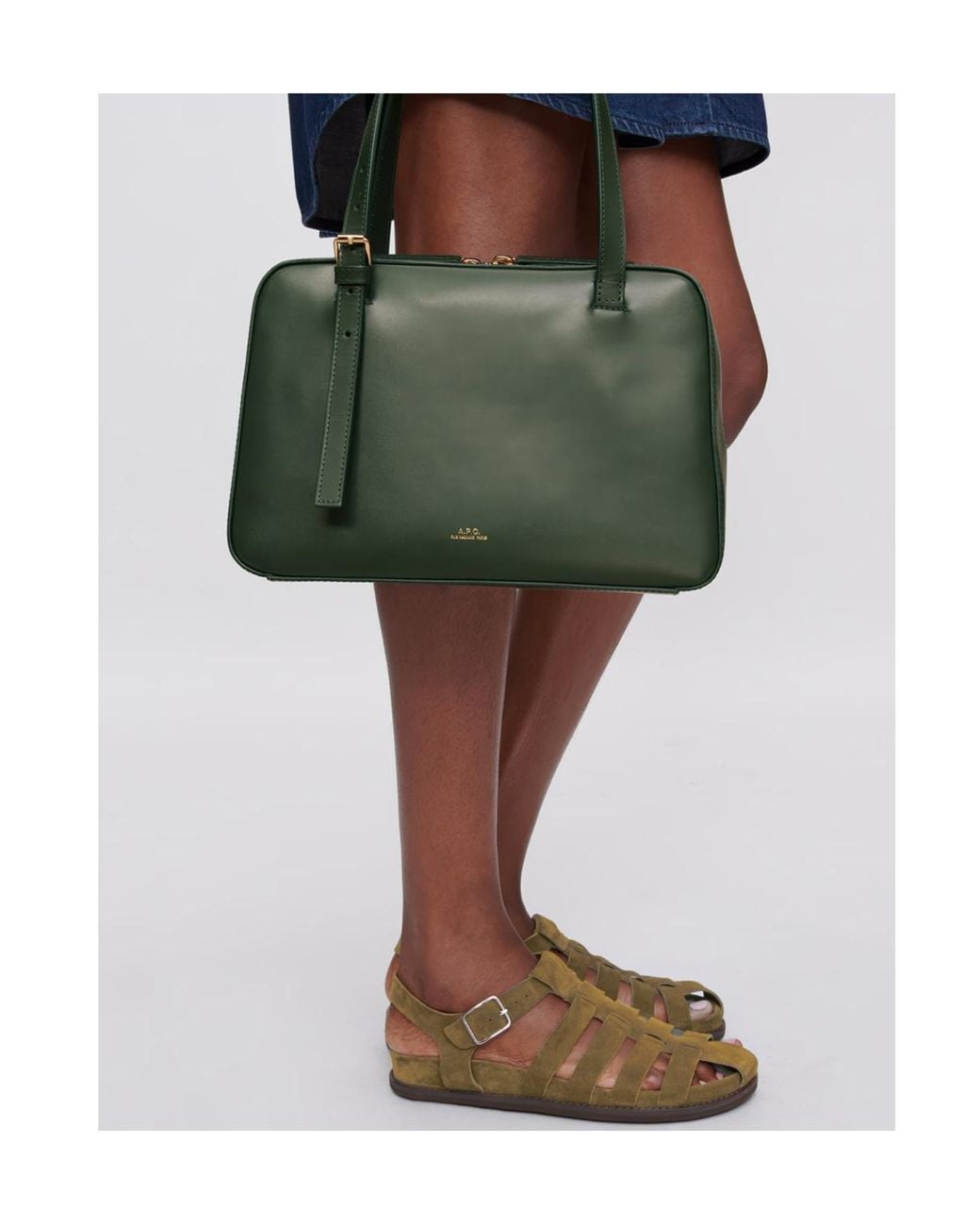 A.P.C. Green Virginie Logo Printed Crossbody Bag