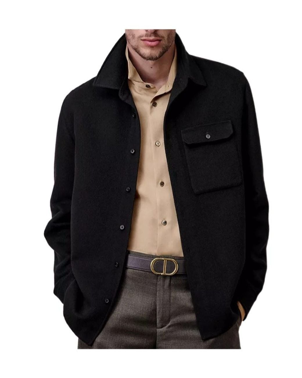 Dior Black Homme Flap Pocket Long-Sleeved Overshirt for men