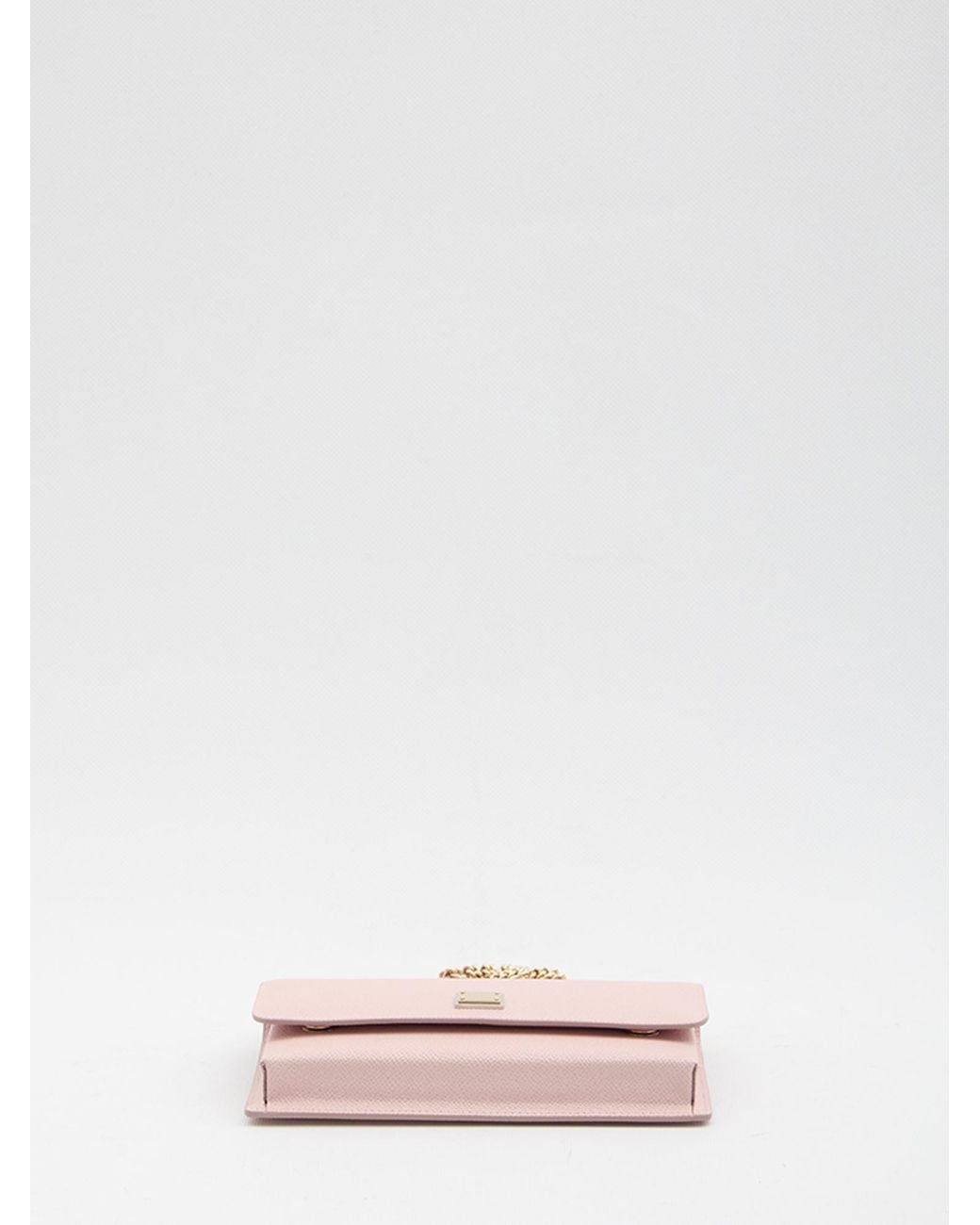 Dolce & Gabbana Pink Logo Plaque Foldover Top Clutch Bag