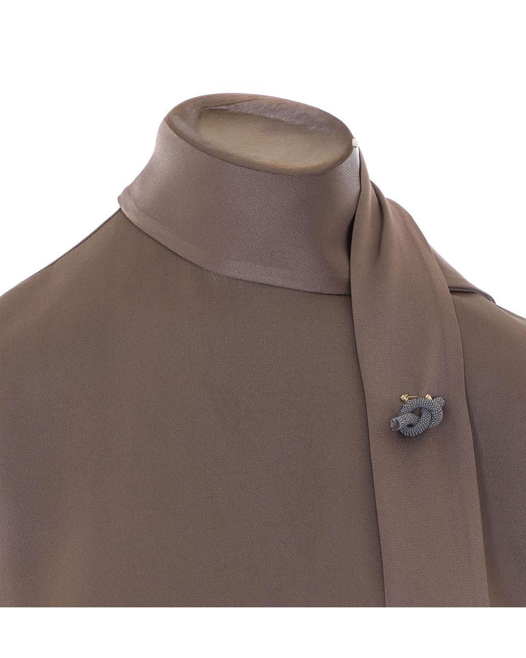 Fabiana Filippi Brown Falcon Scarf Detail Top