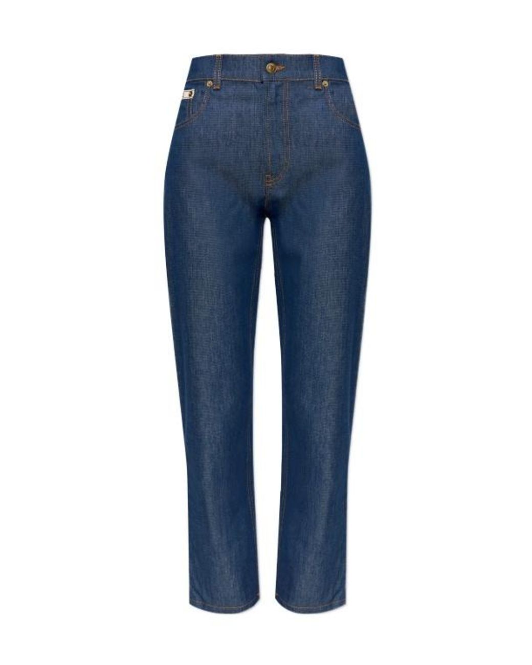 Moschino Blue Logo-Patch Tapered Jeans
