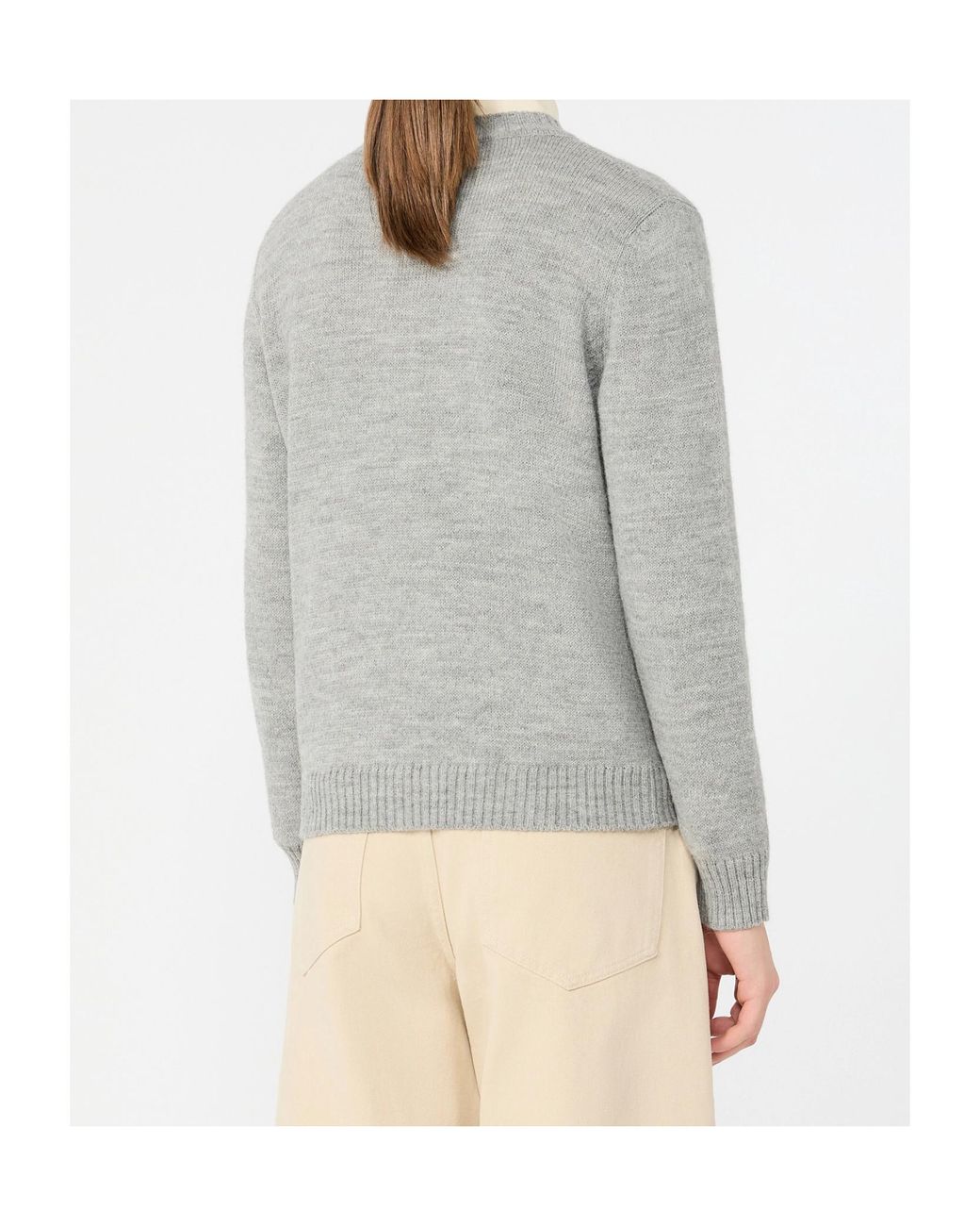 Weekend by Maxmara Gray Flock Intarsia Knitted Sweater