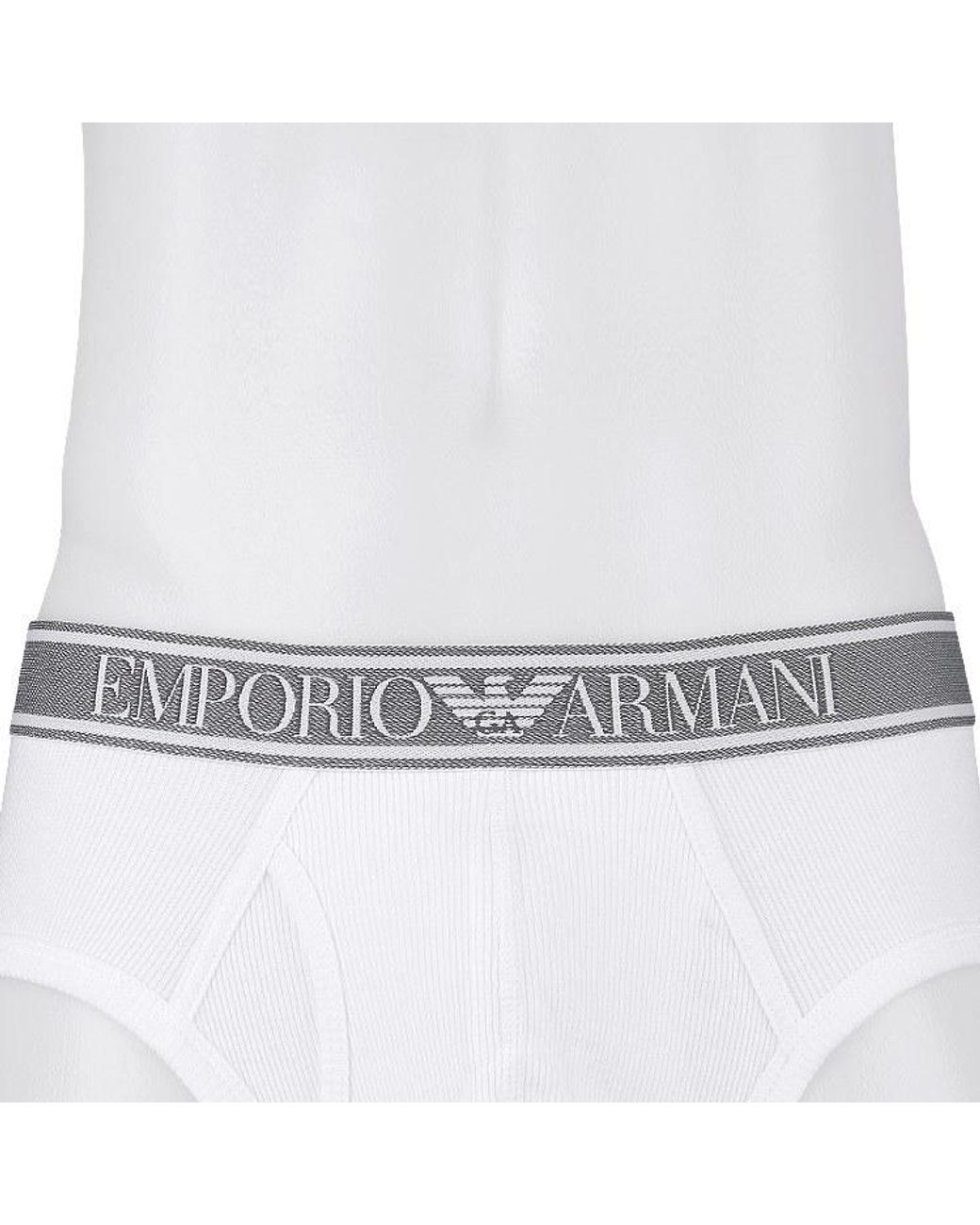Emporio Armani White Loose Waist Briefs for men