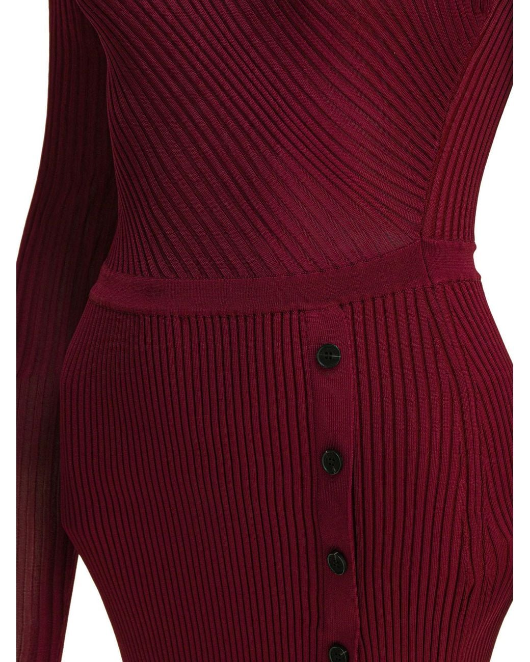 Self-Portrait Red Cut-Out Detailed Knitted Midi Dress