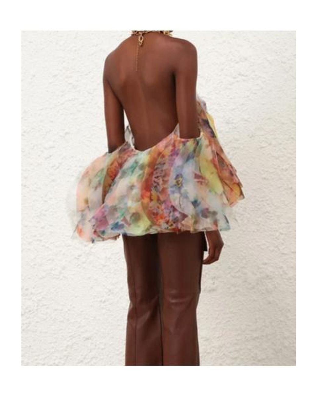 Zimmermann Multicolor Luna Ruffled Off-Shoulder Top