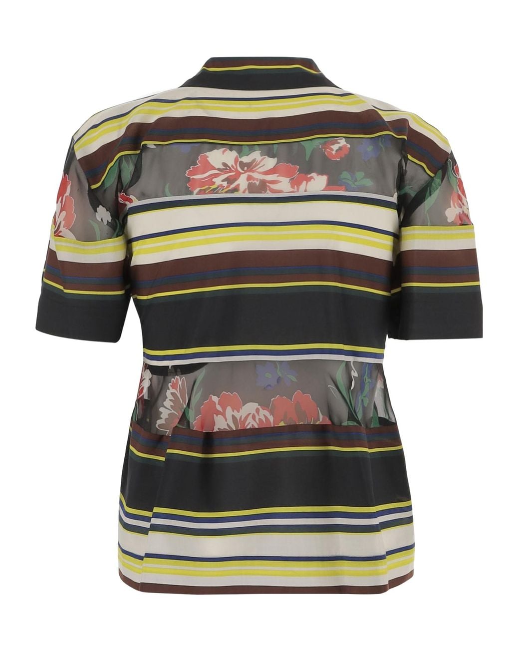 Sacai Green Pattern-Printed Short-Sleeved Shirt
