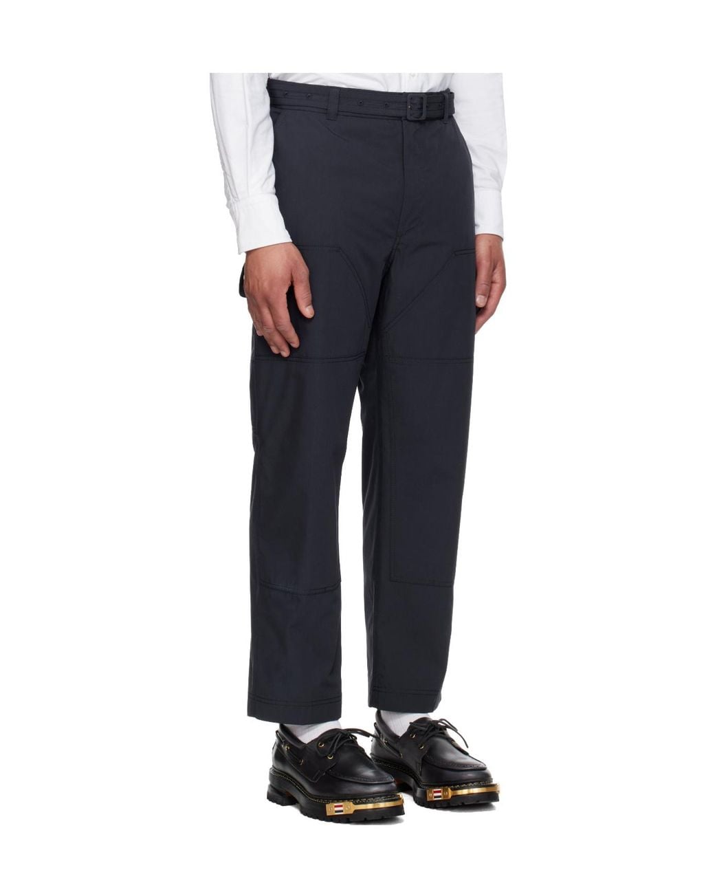 Thom Browne Blue Casual Pants With Belt Loops for men
