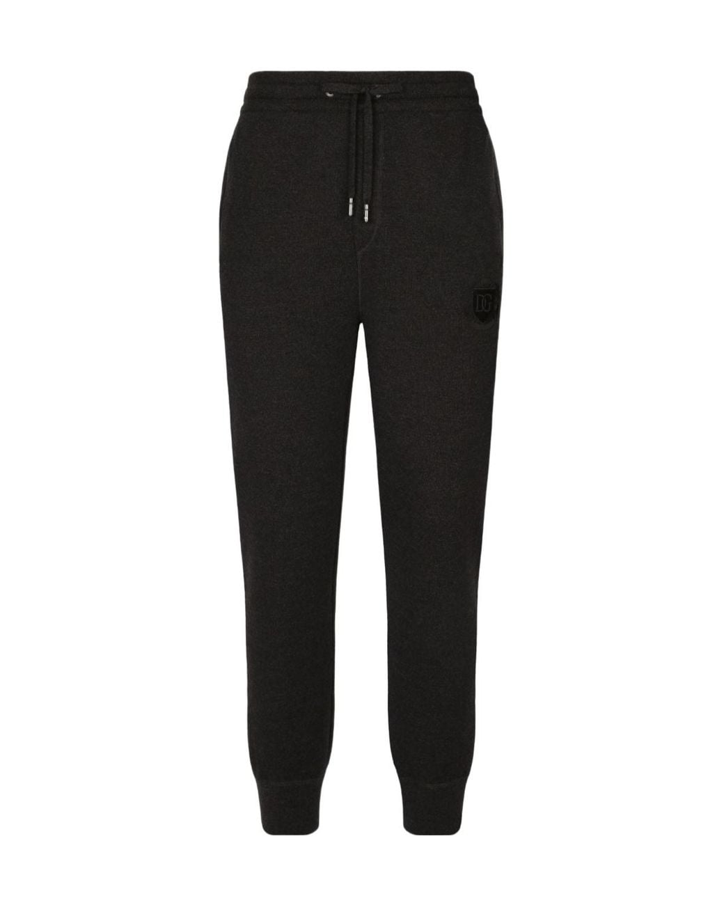 Dolce & Gabbana Black Dg Logo Patch Drawstring Pants for men