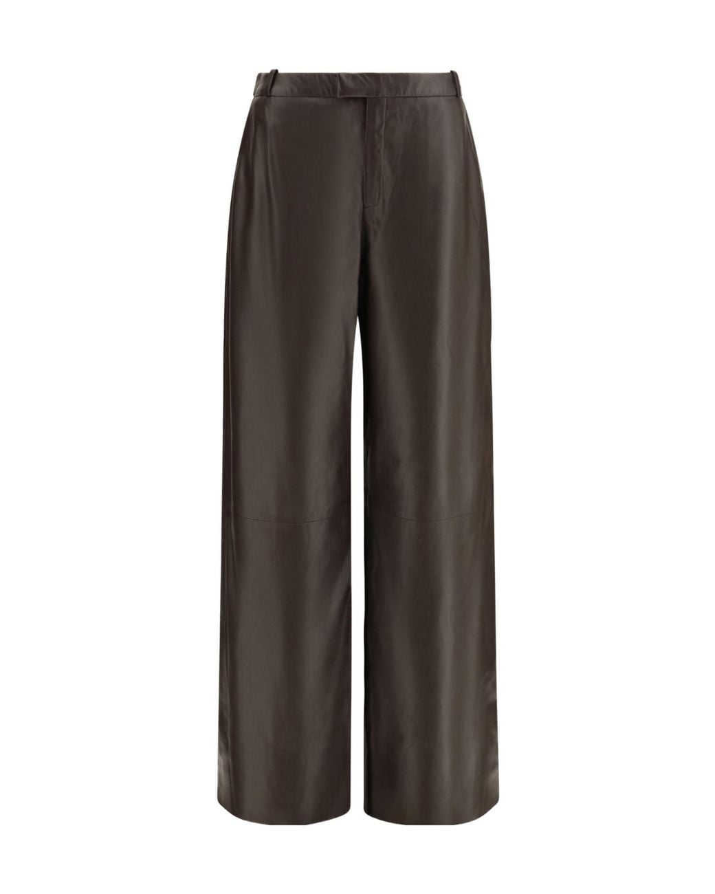 Arma Brown Wide-Leg Leather Pants