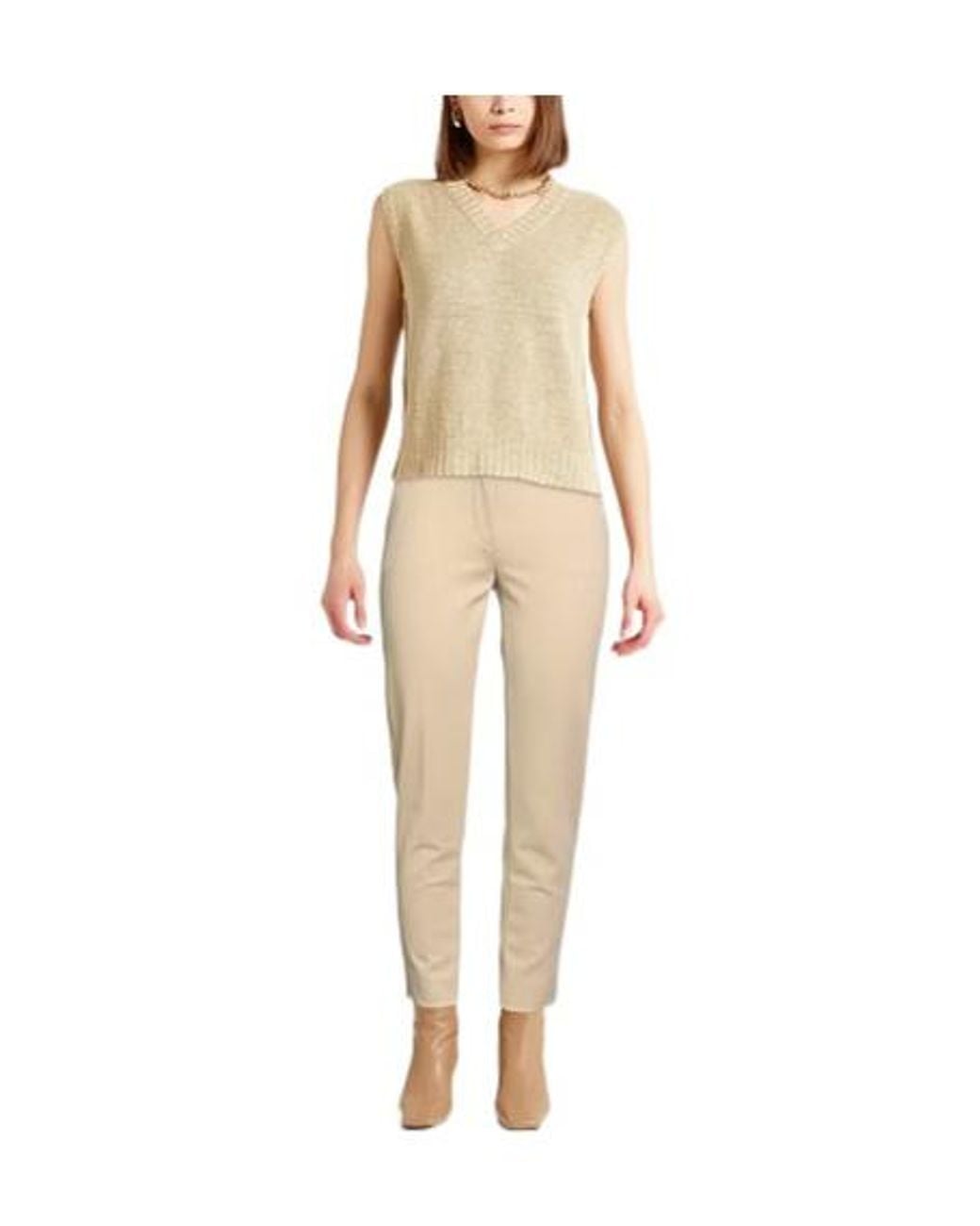 Max Mara Natural High-Waisted Slim-Fit Casual Pants