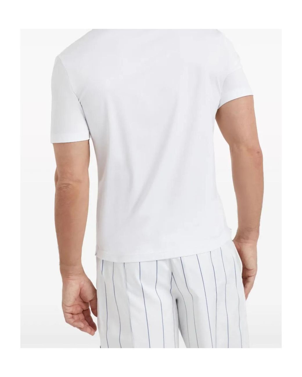 Brunello Cucinelli White Appliqué-Detail Polo Shirt for men