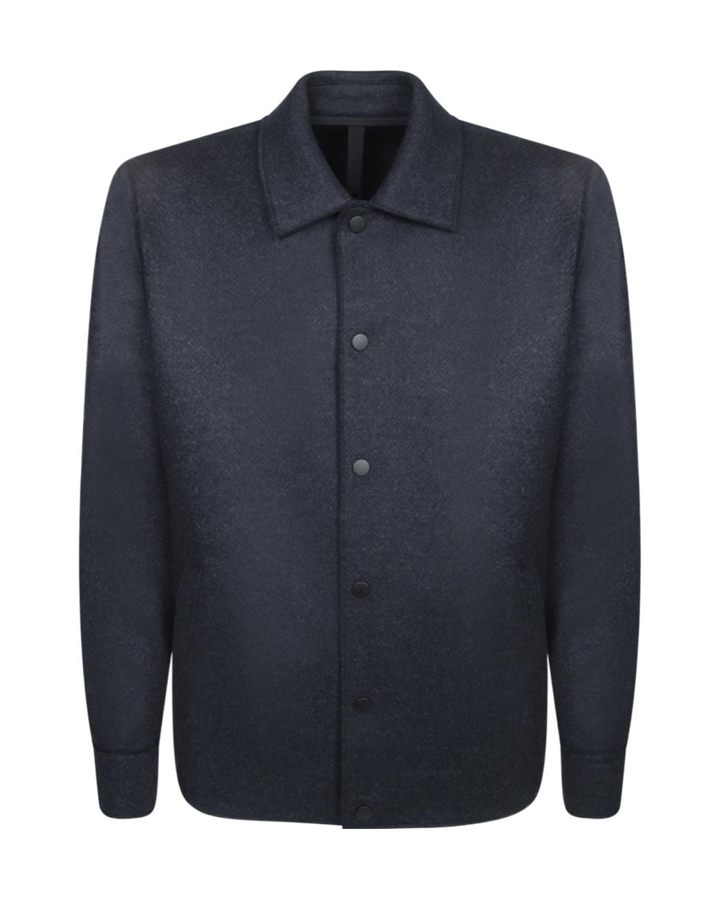 Harris Wharf London Blue Herringbone Overcoat for men