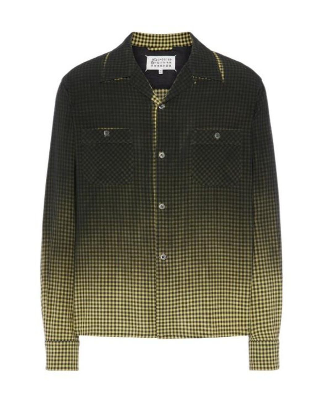 Maison Margiela Green Gradient Check Shirt for men