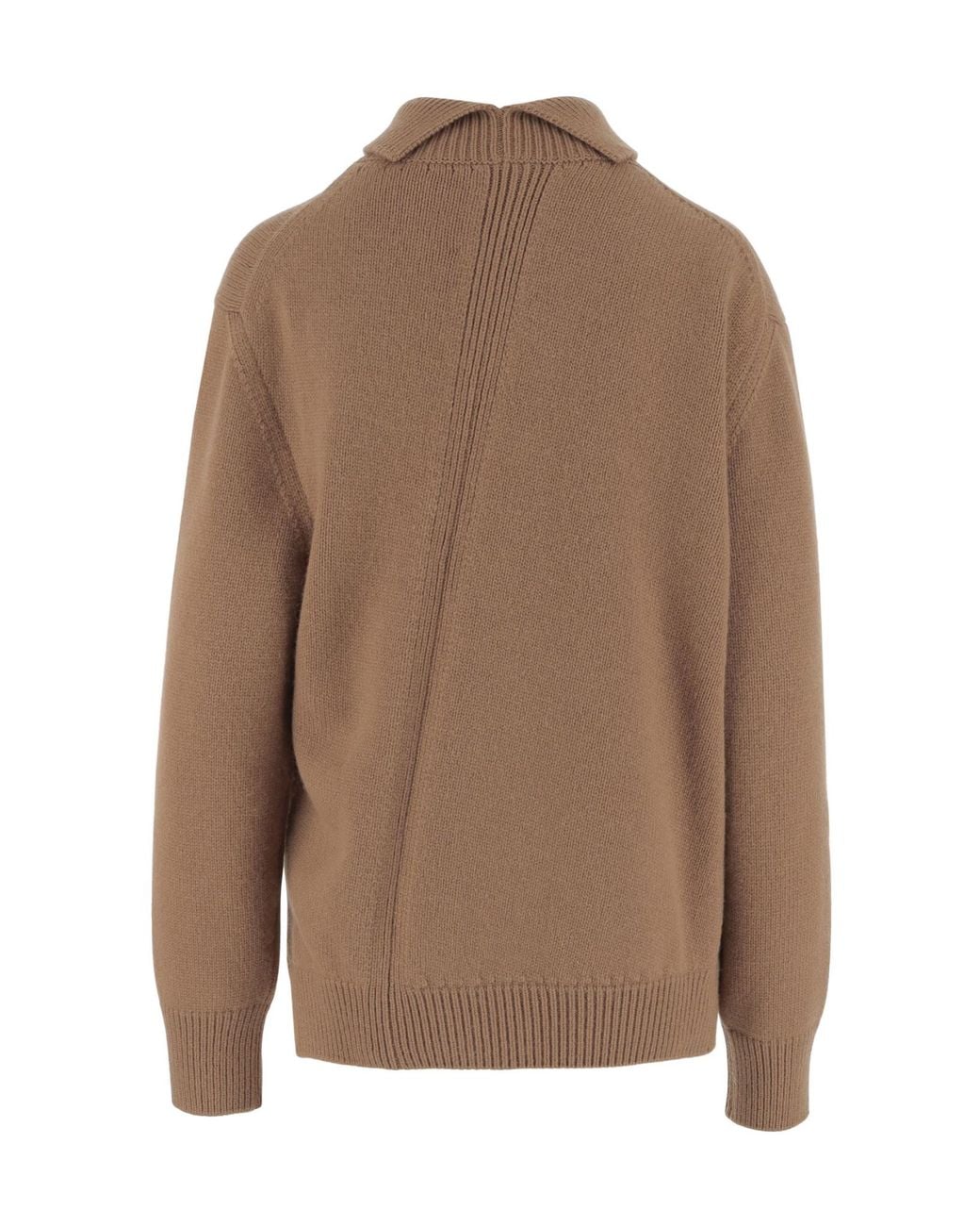 Jil Sander Brown Asymmetrical Hem Jumper
