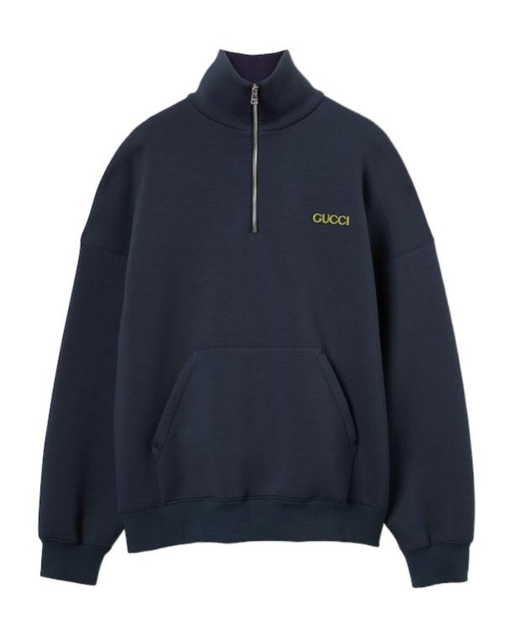 Gucci Blue Jersey Half-Zip Jacket With Patch for men
