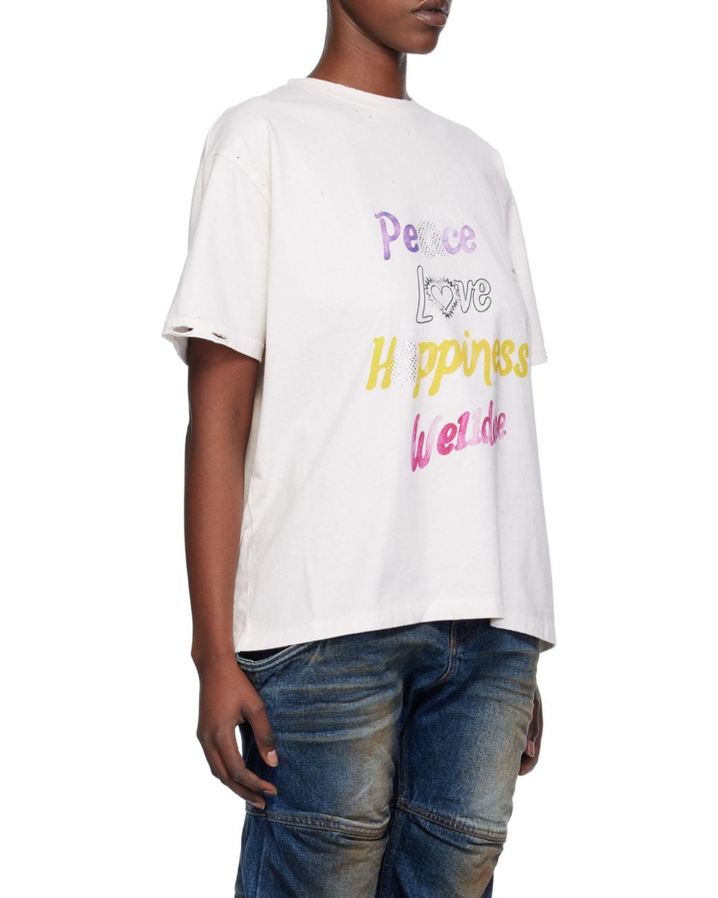 we11done White Peace Logo-Print T-Shirt for men