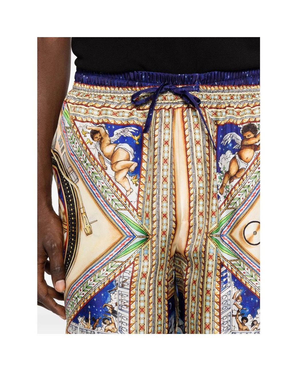 Casablanca Blue Take Me To Church Satin Shorts for men