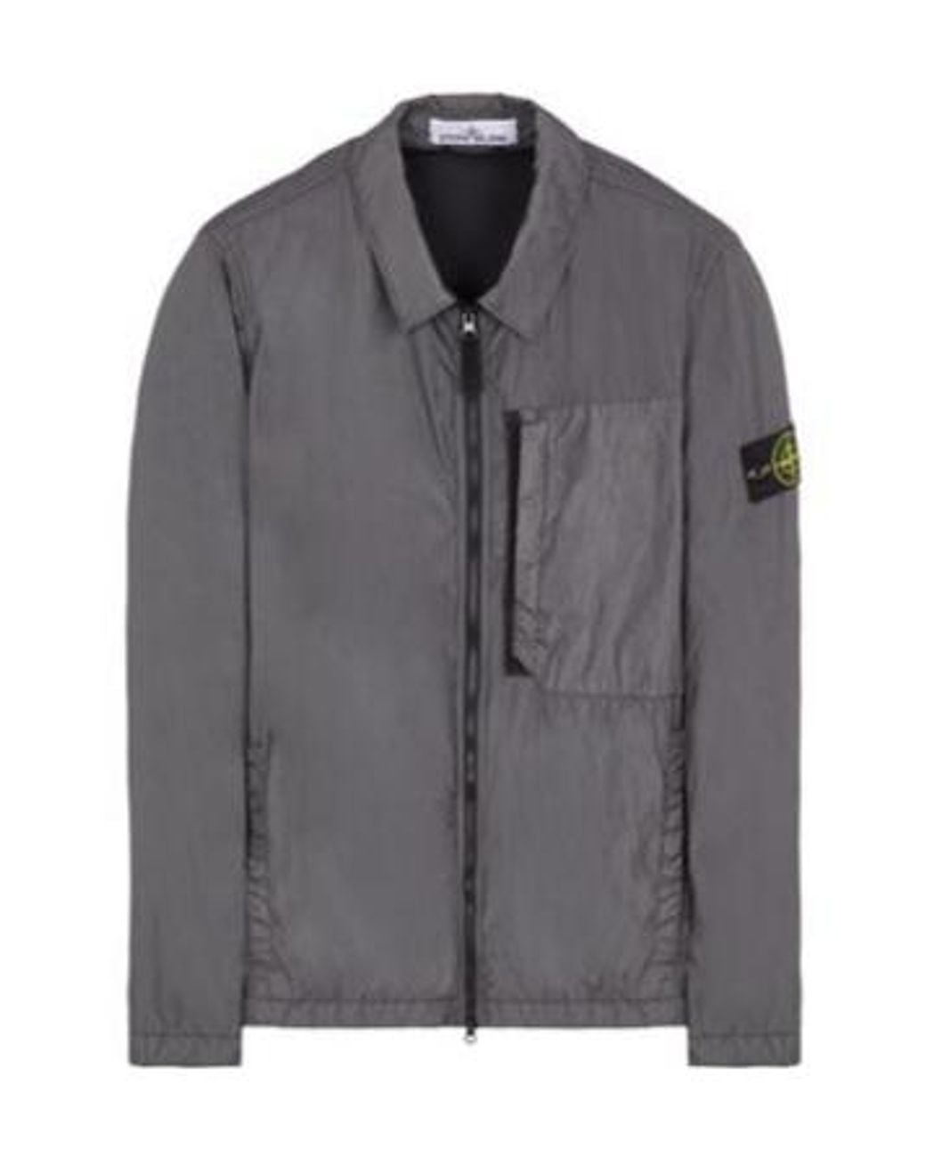 Stone Island Gray Compass-Patch Zip-Up Jacket for men