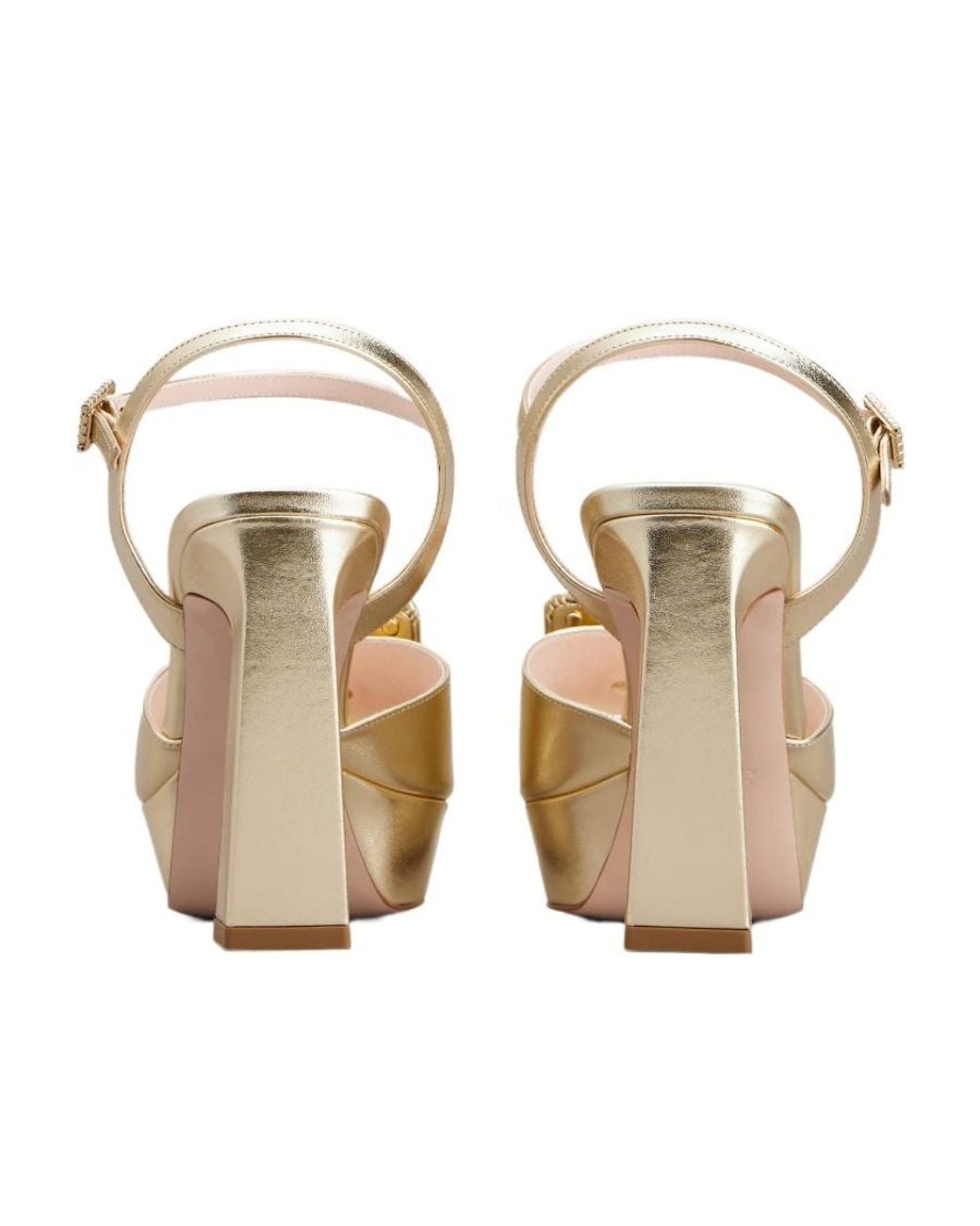 Roger Vivier Metallic Covered Buckle Platform Sandals