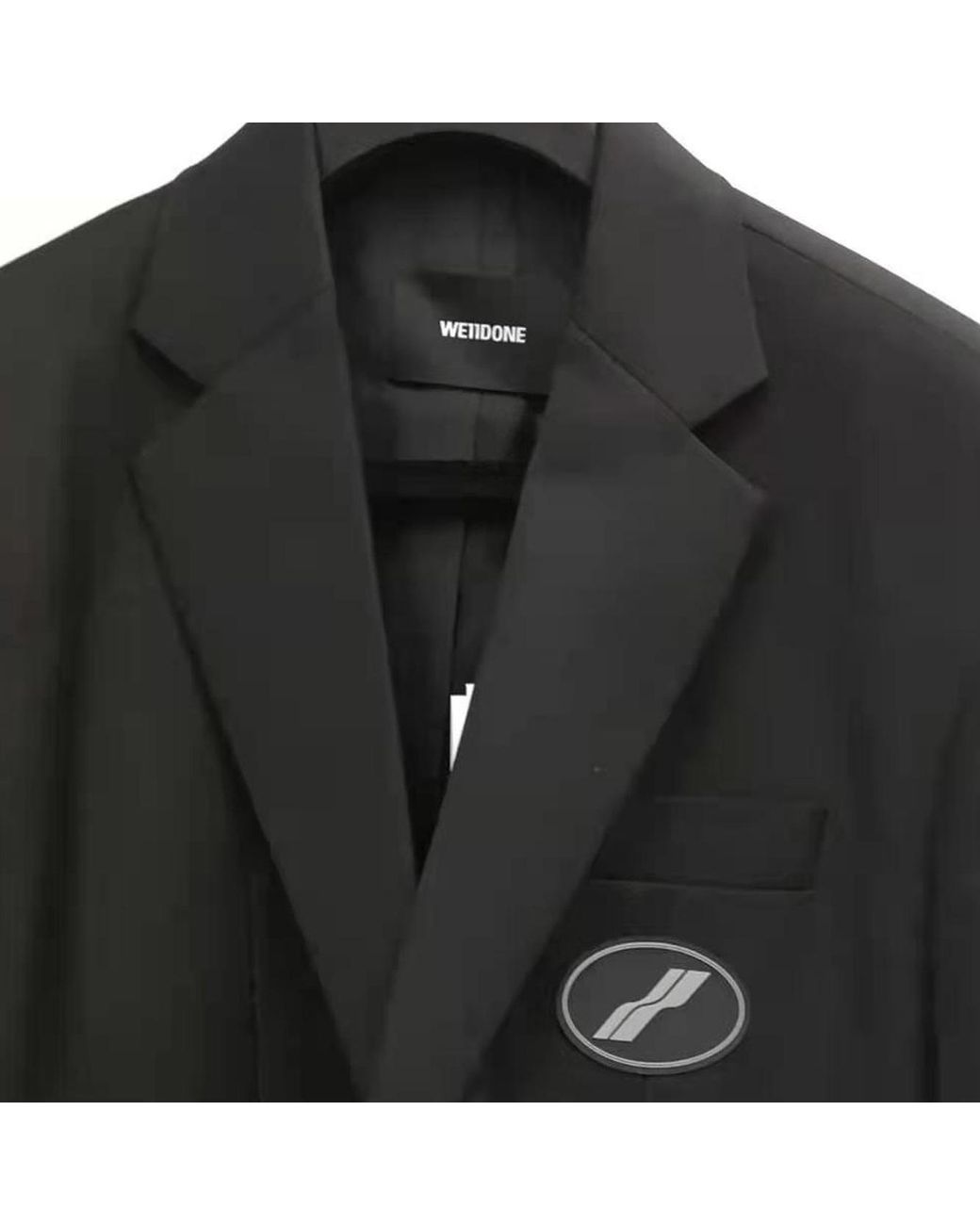 we11done Black Logo-Patch Long Sleeved Oversized Blazer for men