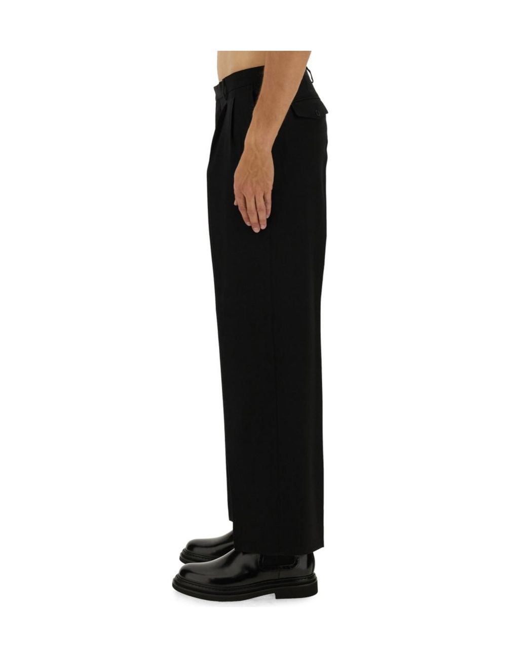 sunflower Black Pleated Wide Leg Pants for men