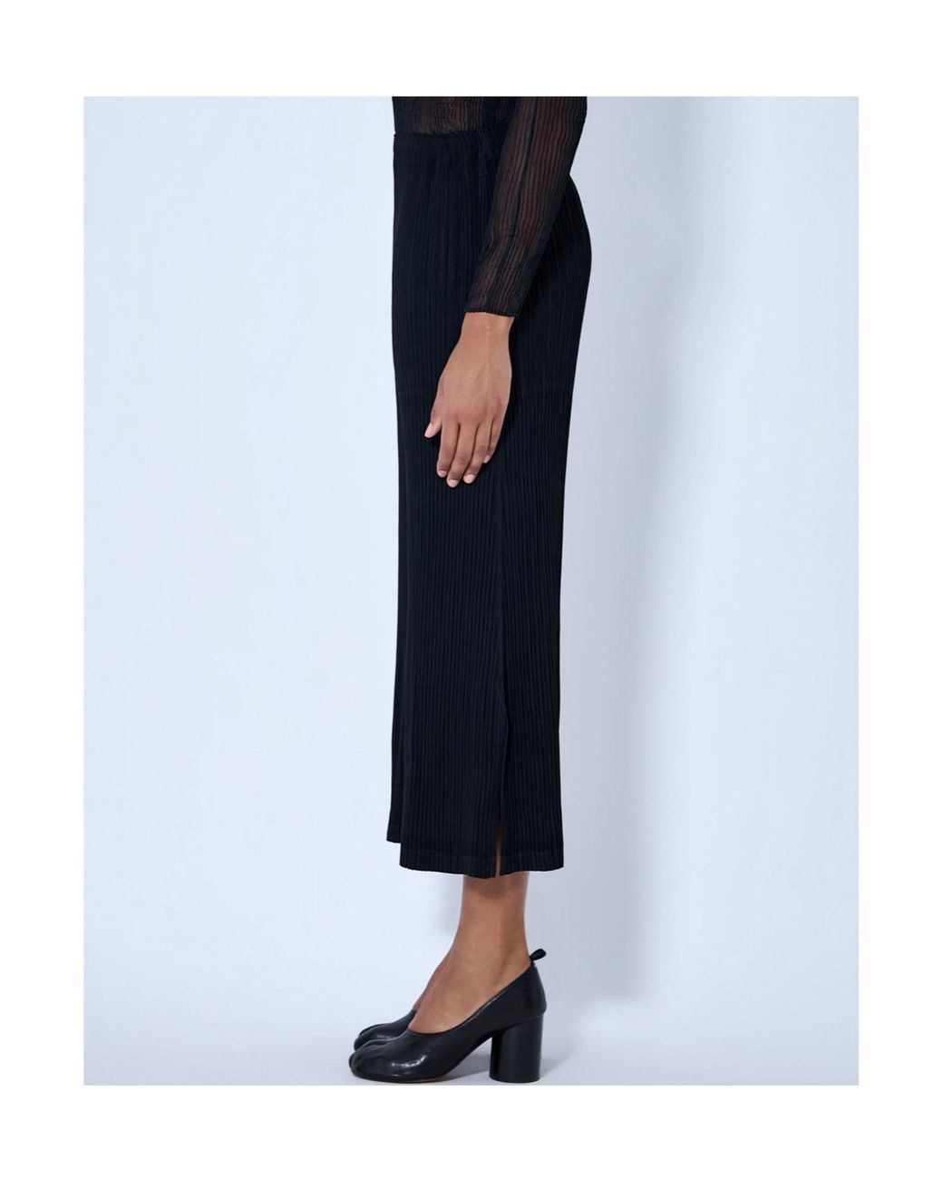 Issey Miyake Black Hatching Pleated Trousers