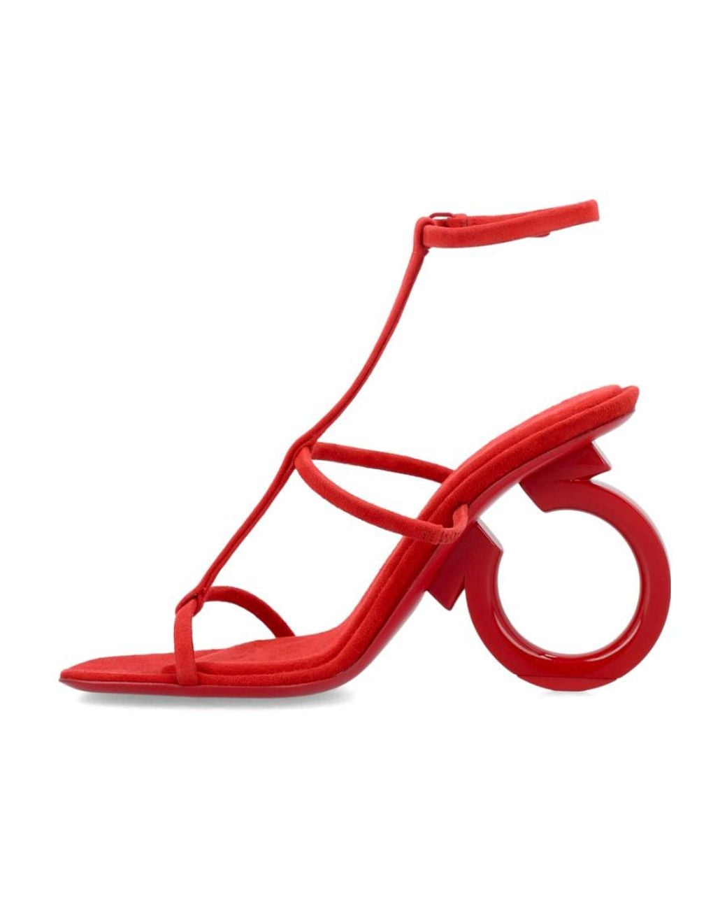 Ferragamo Red Ferragamo Elina Square-Toe Sandals