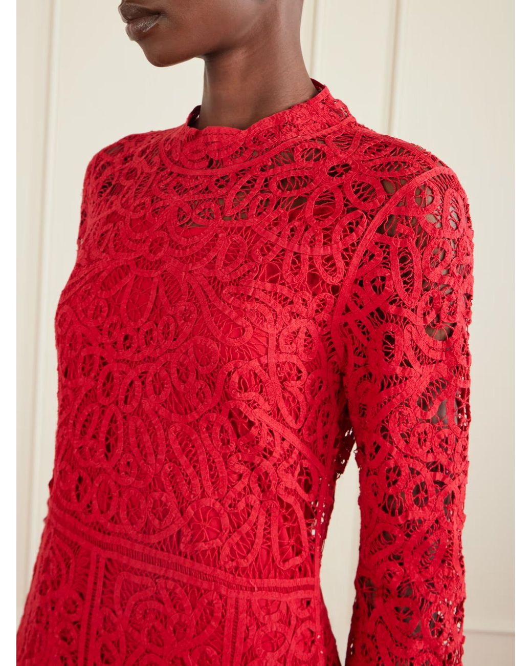 Sea Red Long Sleeve Midi Dress