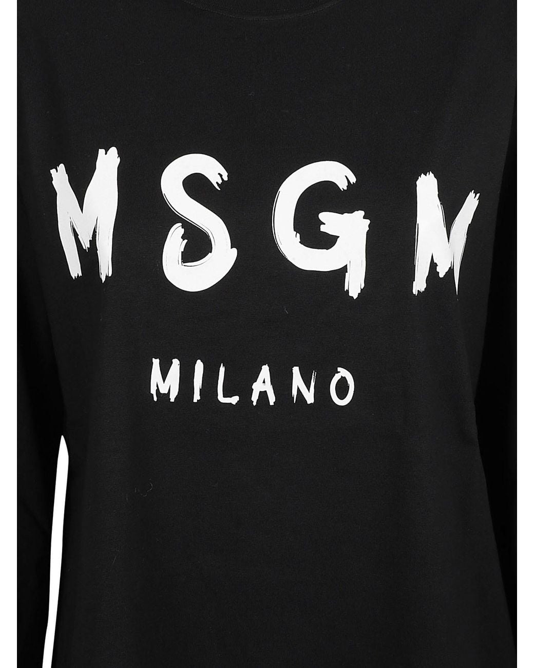 MSGM Black Logo Printed Long-Sleeved T-Shirt