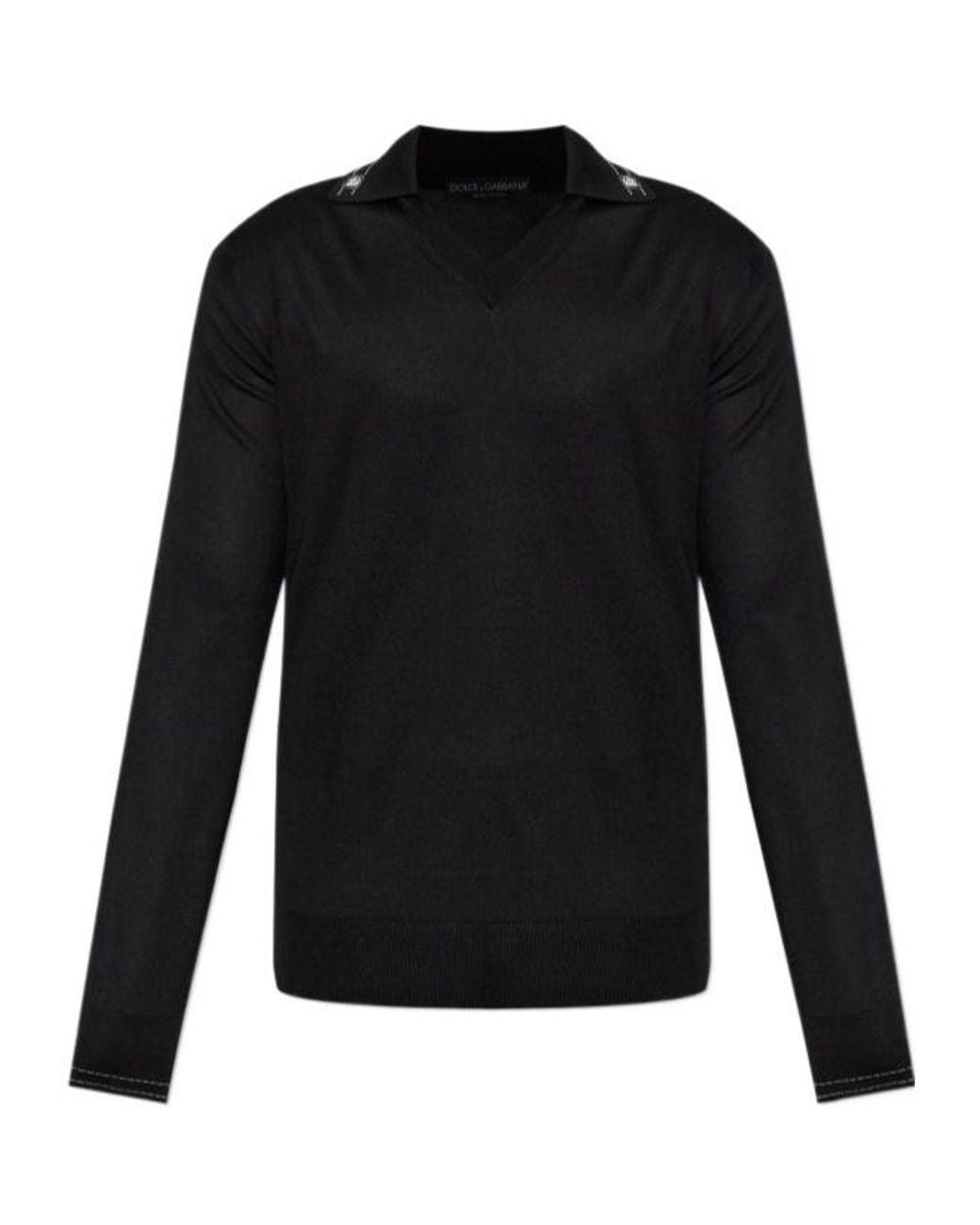Dolce & Gabbana Black Long-Sleeved Polo Shirt for men