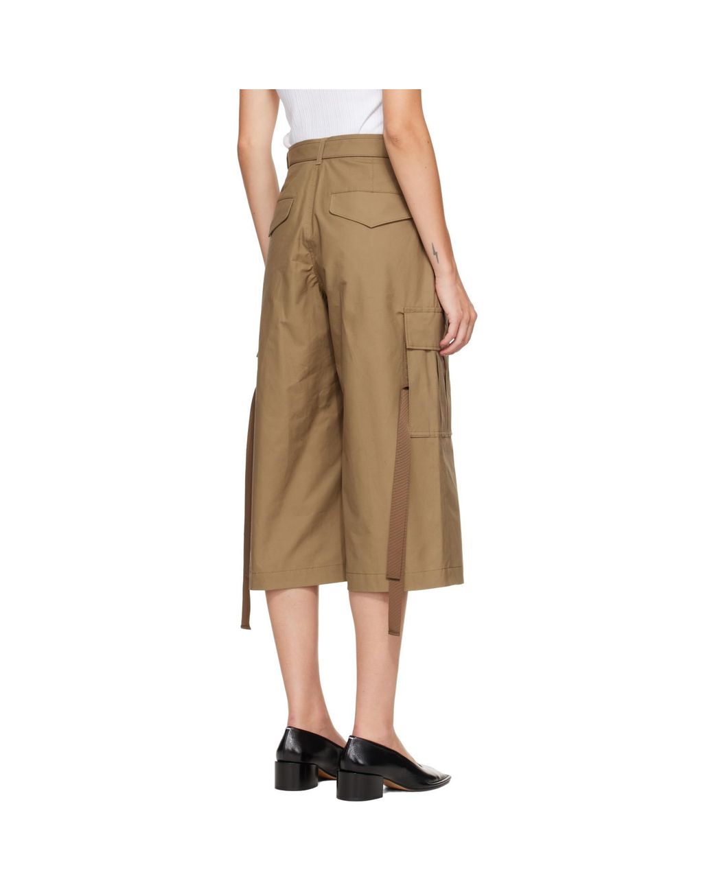 Sacai Green Wide-Leg Cargo Pants