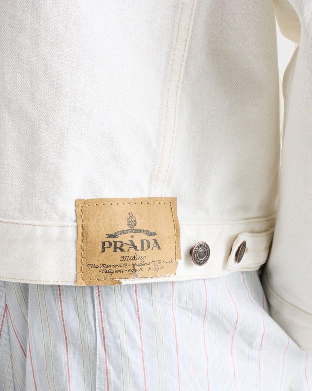 Prada White Button-Up Denim Jacket for men