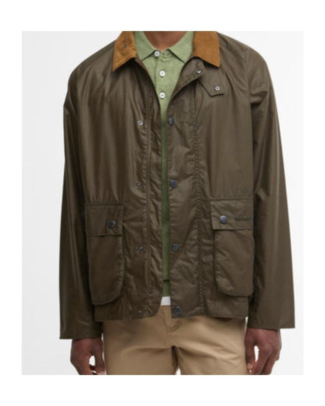 Barbour Green Collared Button-Up Jacket for men