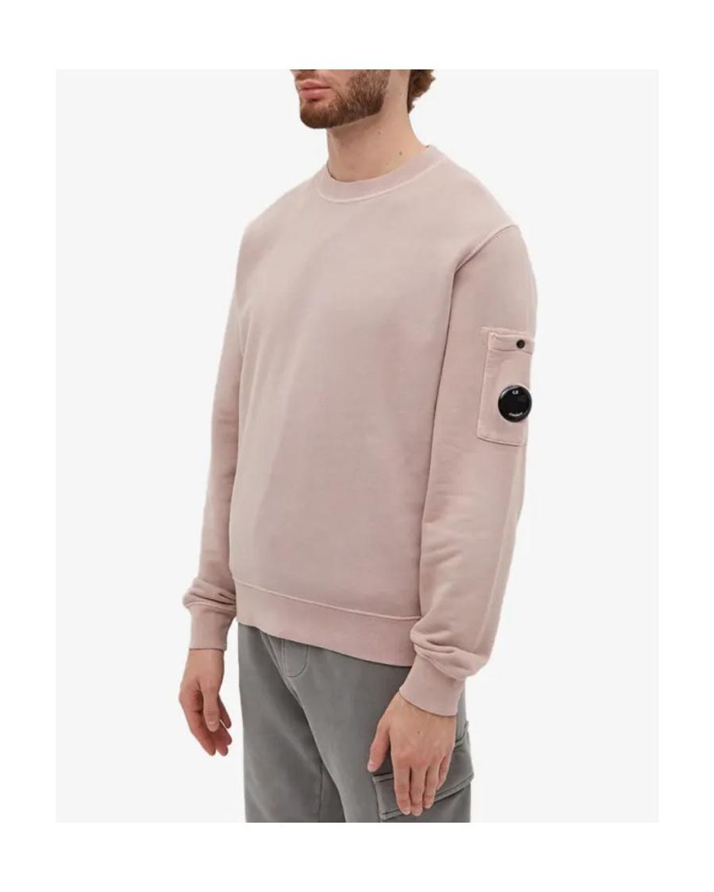 C P Company Pink Logo-Patch Cotton Sweatshirt for men