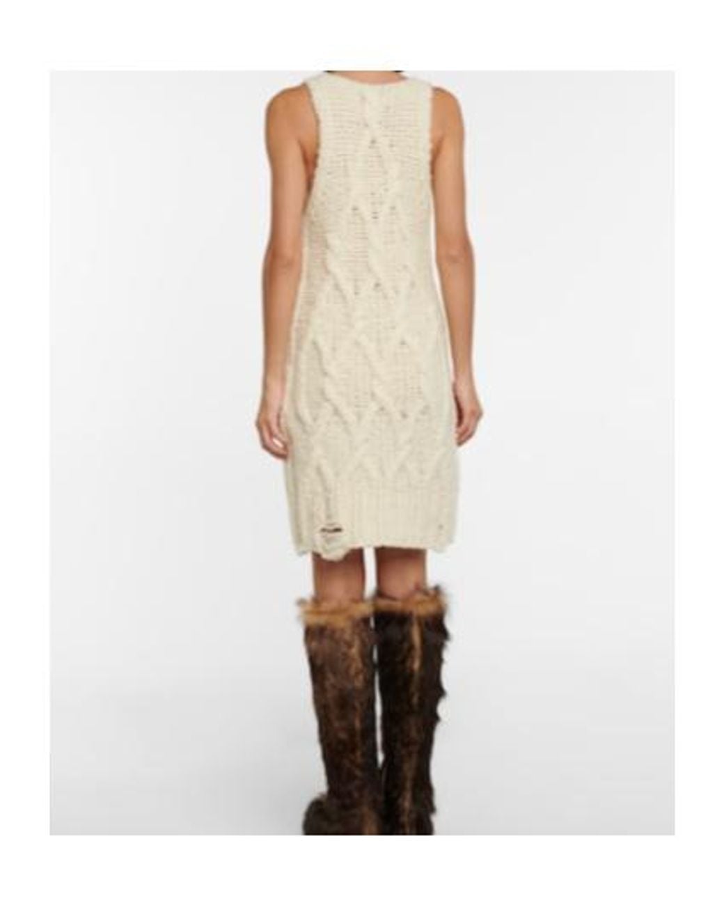 Acne White Cable-Knit Wool-Blend Minidress