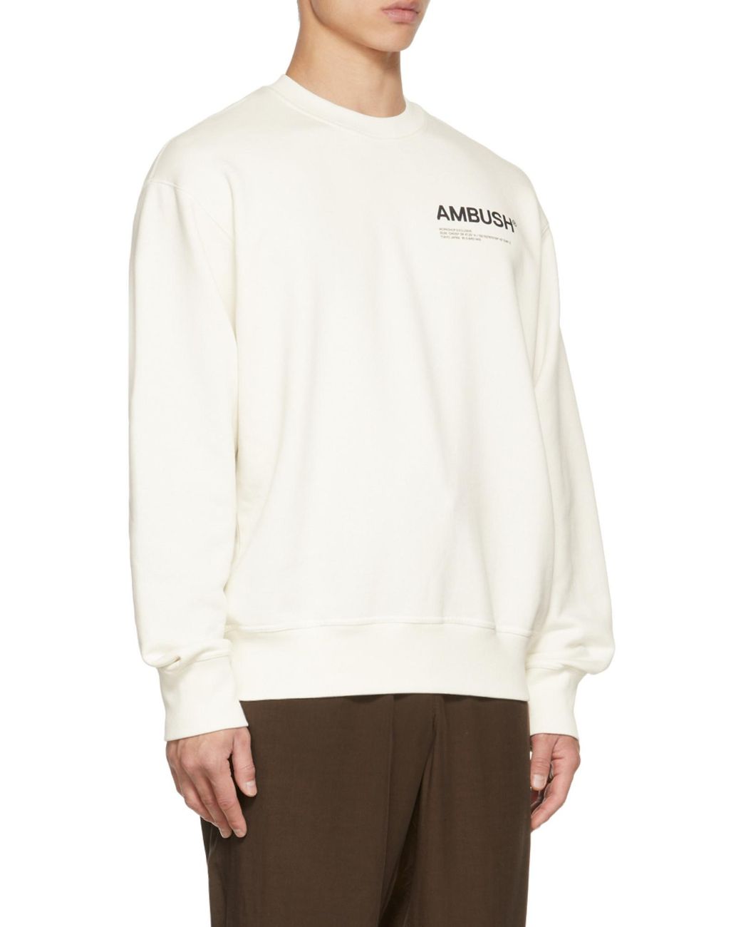 Ambush White Fleece Workshop Logo-Print Sweatshirt for men