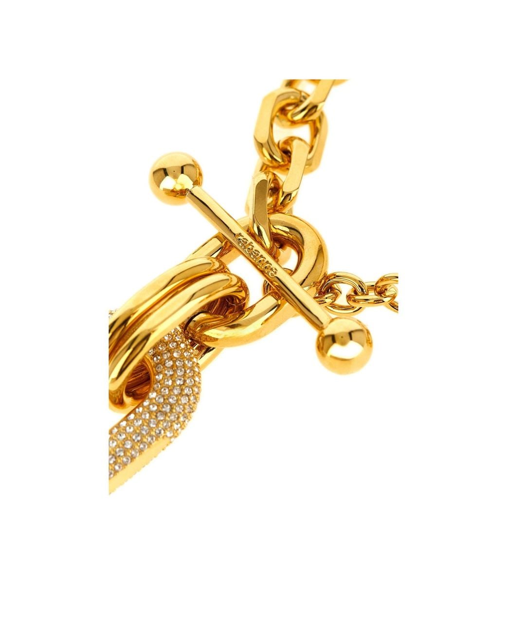 Rabanne Metallic Crystal Pendant Chain Necklace