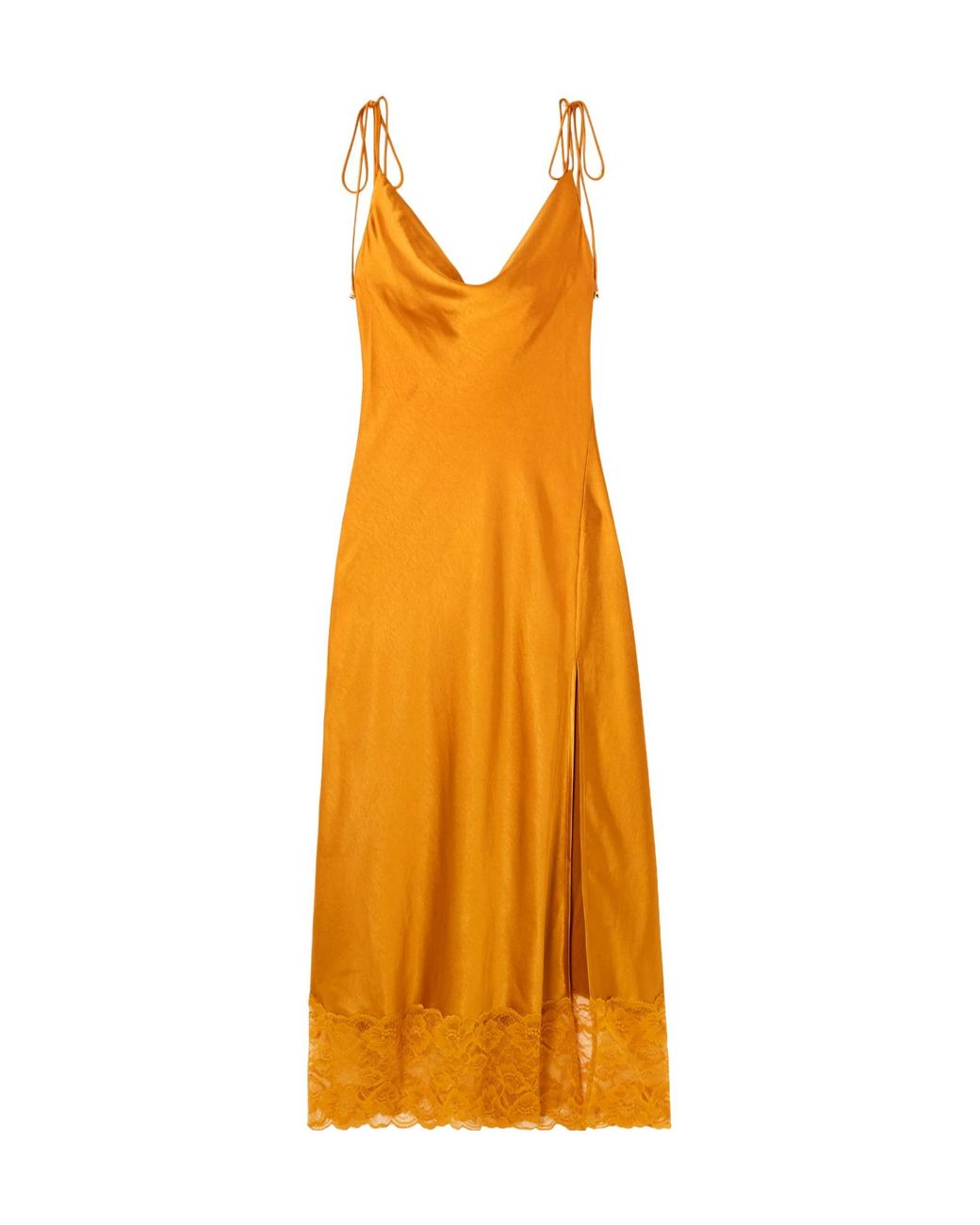 Self-Portrait Orange Romantic Satin Slip Dress