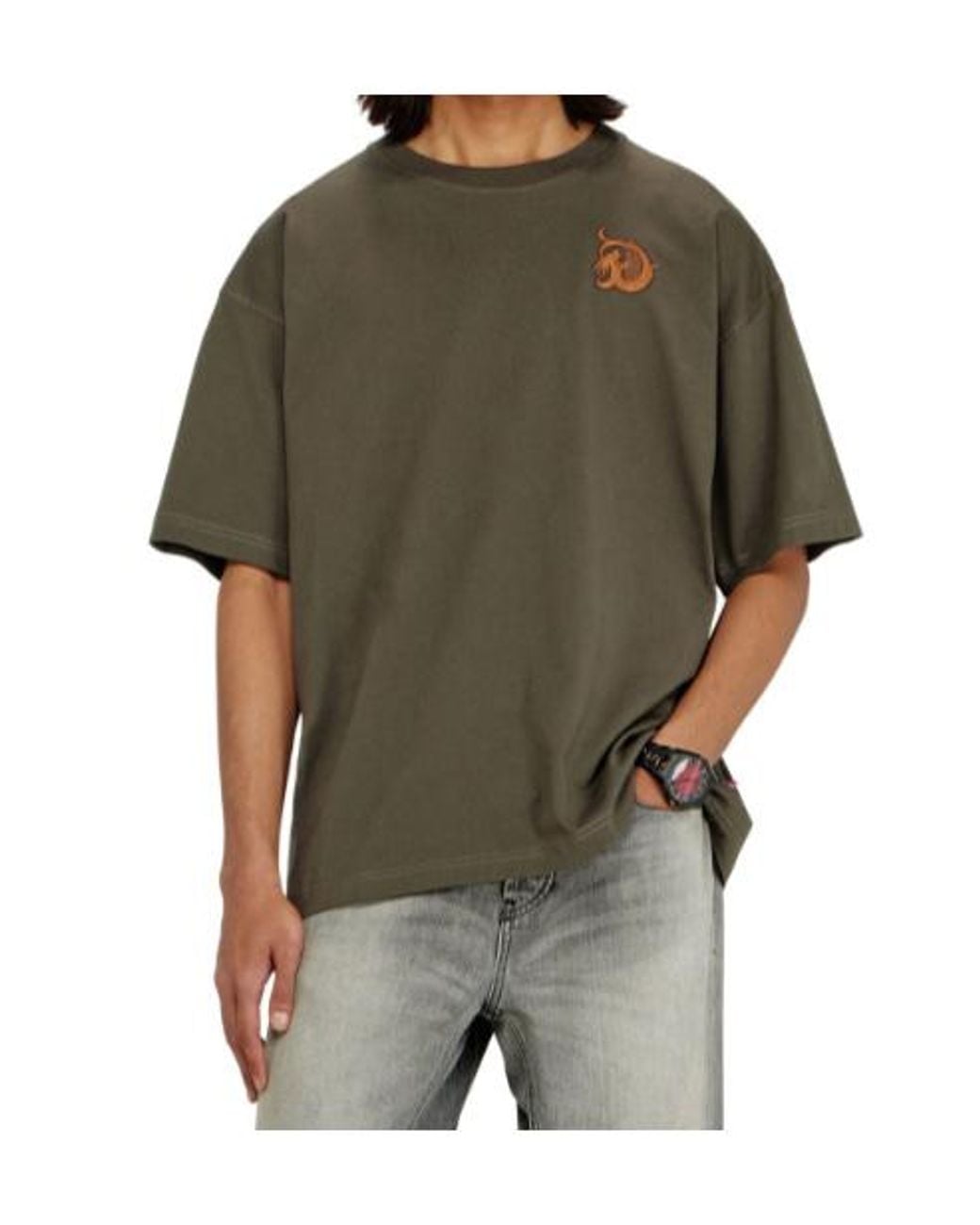 DIESEL Green T Boxt Aa 11 Embroidered T-Shirt for men