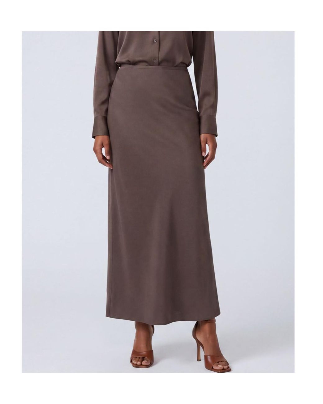 Loulou de Saison Brown Eli Silk Maxi Skirt