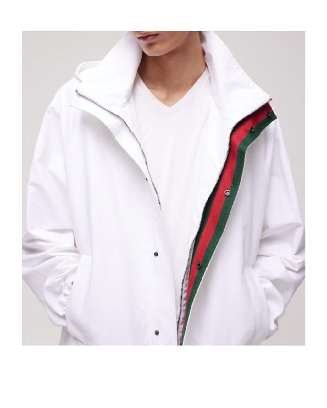 Gucci White Compact Cotton Canvas Zip Jacket for men