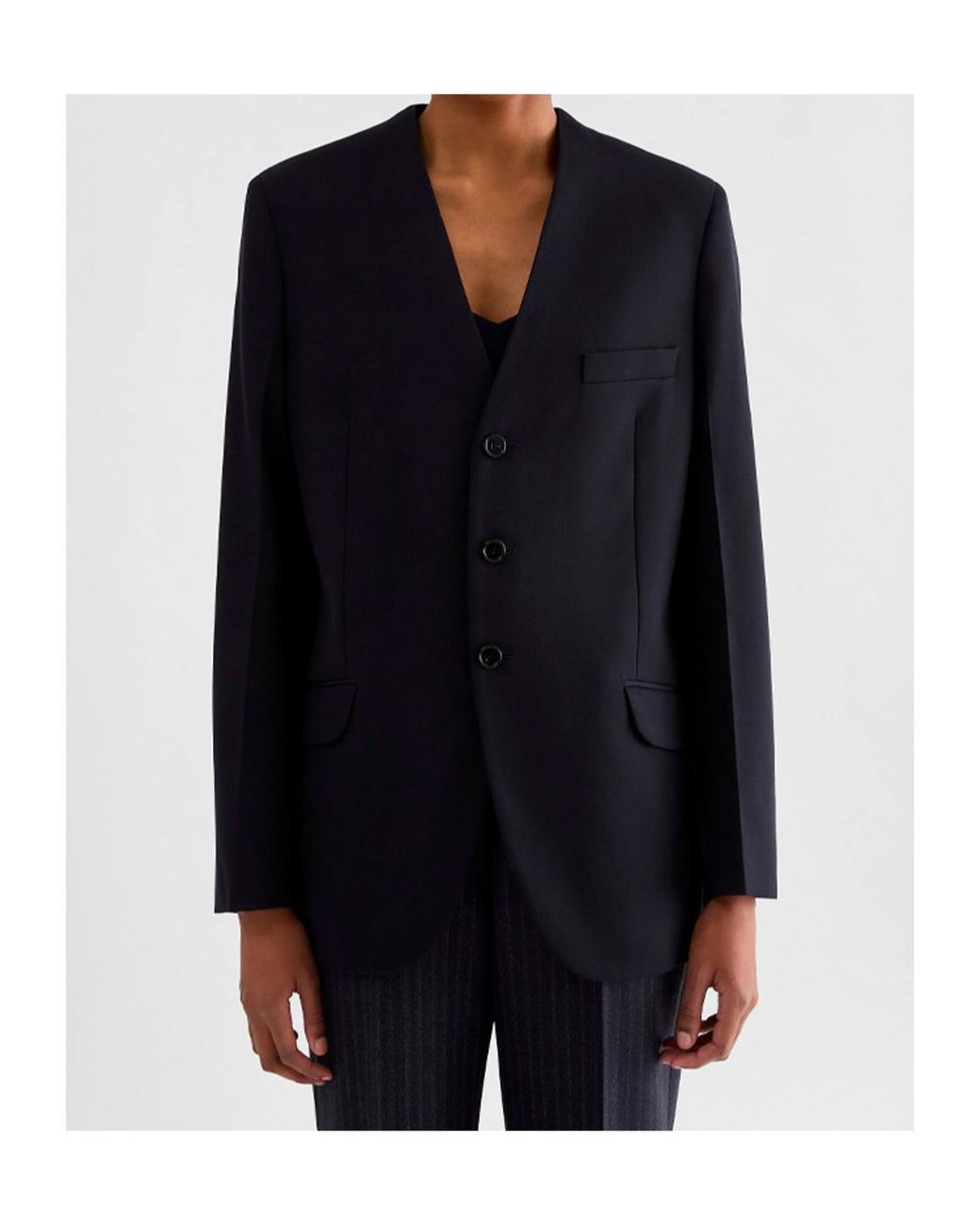 Jil Sander Black Collarless Single-Breasted Blazer