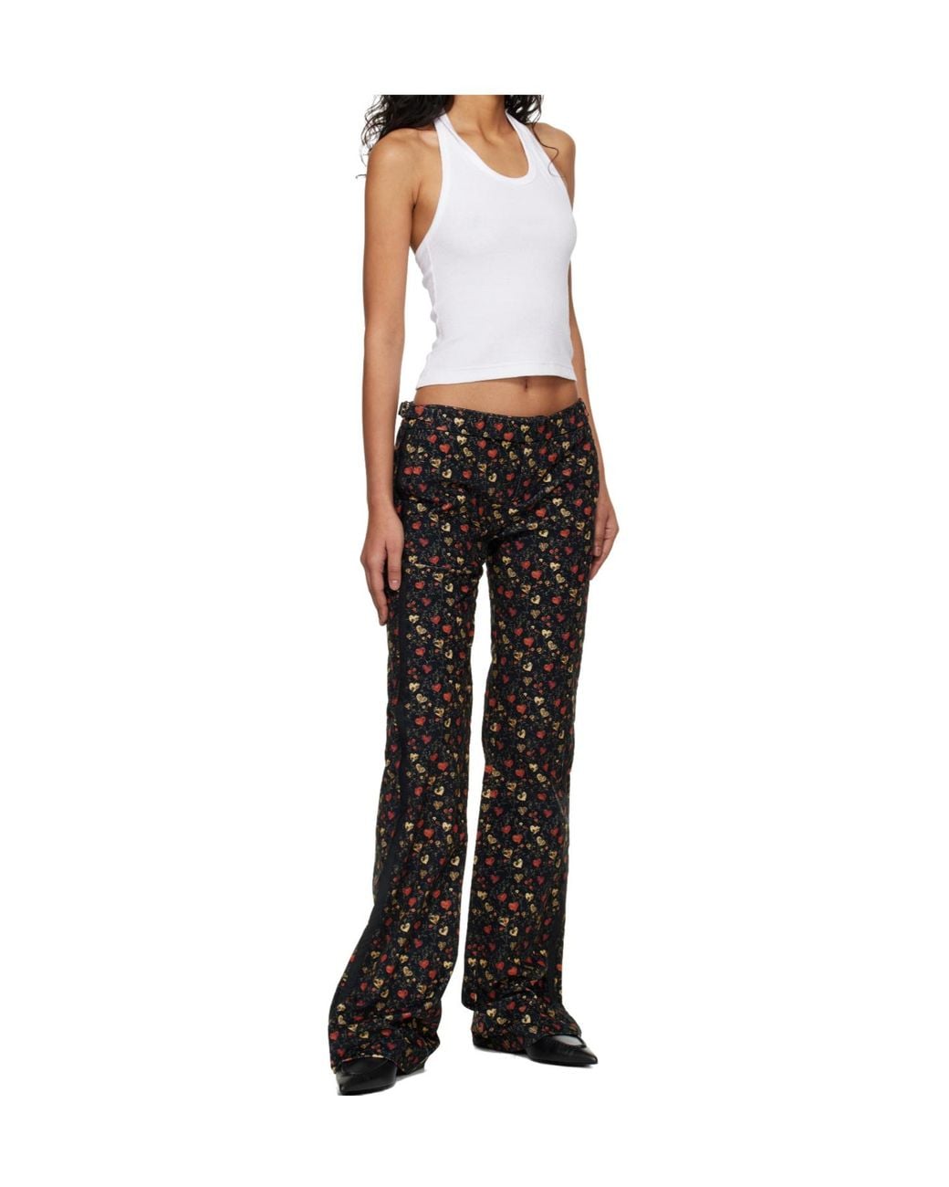 R13 Black Boy Flare Tuxedo Printed Denim Pants